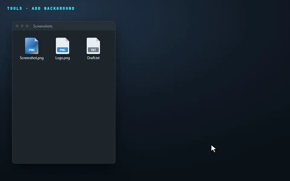 Adding a background to a screenshot from the Tools ring